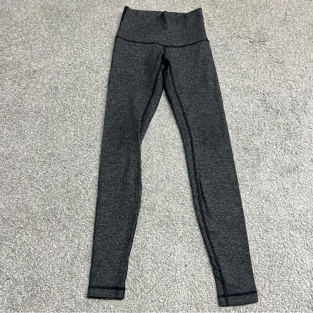 Lululemon Wunder Under Hi-Rise Tight Size 4 Womens 28" Heathered Black Yoga Run